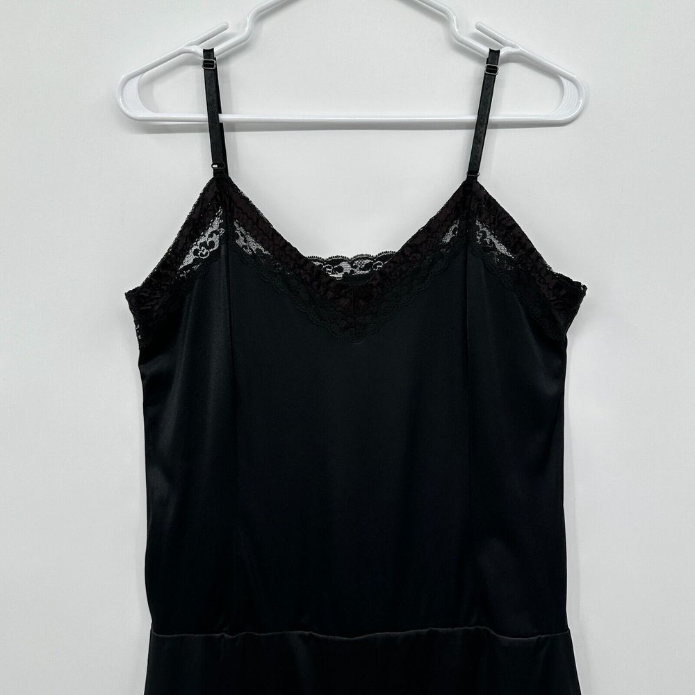 Vintage‎ Black Midi Slip Dress 39" Bust L XL Silky Stretch Adjustable Whimsigoth - Picture 3 of 8